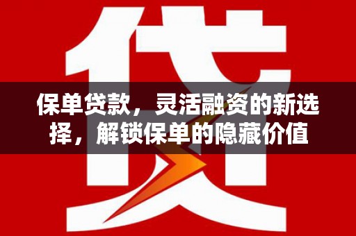 普定保单贷款，灵活融资的新选择，解锁保单的隐藏价值